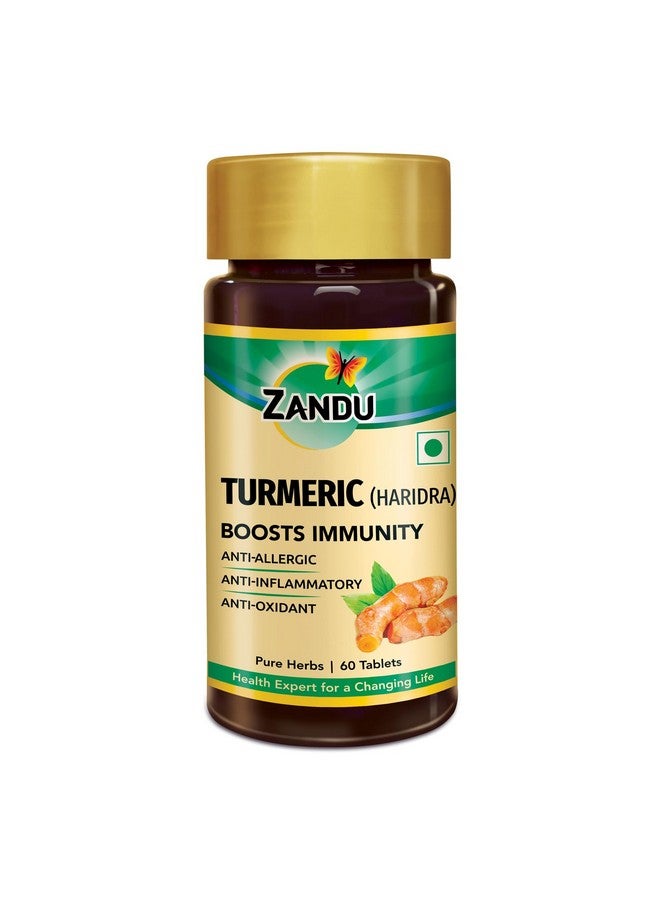 Zandu أقراص زاندو بالكركم مع مستخلص كركم نقي 100% لتعزيز المناعة | مضاد للحساسية، مضاد للالتهابات ومضاد للأكسدة | تركيبة طبيعية لتخفيف السعال والبرد (60 قرص) - Image 1