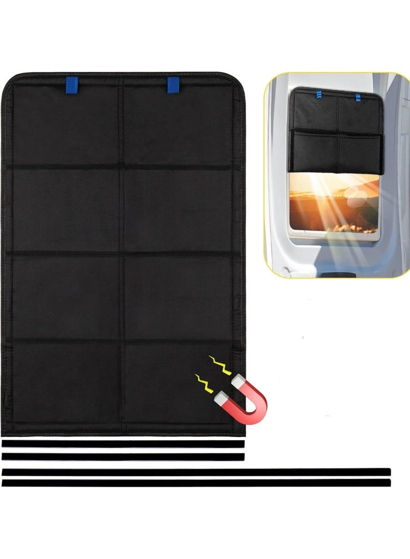 RV Door Window Shade, Foldable Hook and Loop Fastener RV Blackout Window Cover, UV Rays Protection Camper Trailer Door Window Cover, Waterproof Thickened Oxford Fabric, 16 (L) x 25 (W) - Image 1