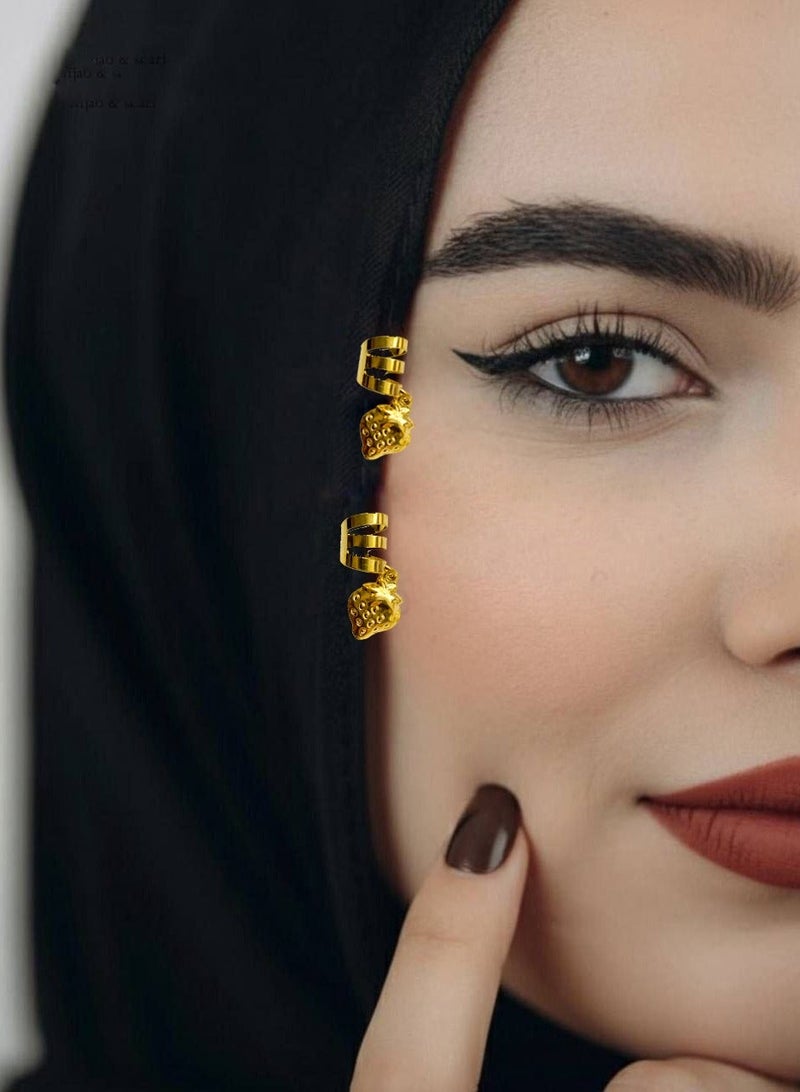 6 قطعة من حلقات إكسسوارات الشعر والحجاب الذهبية أنيقة للحفلات والمناسبات الخاصة - Image 1