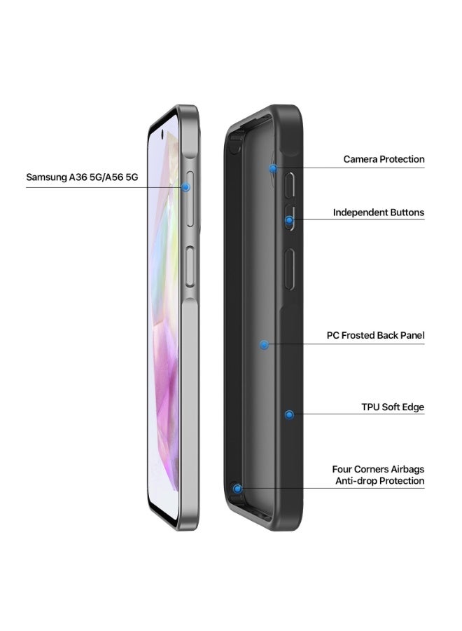 DUX DUCIS Yind Case Anti-Yellowing Matte Clear [Hard PC Back & Soft TPU Bumper]  Shockproof Protective Phone Case Cover compatible with Samsung Galaxy A56/A36  (Black) - Image 2