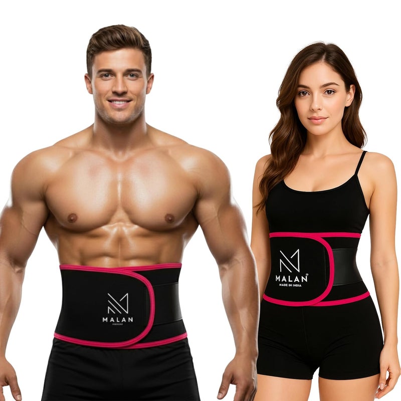 Malan Premium Sweat Belt for Men & Women Fat Burner | Tummy Shaper for Women & Men | Neoprene Waist Trimmer for Weight Loss, Back Support & Posture Correction Belt for Gym, Workout & Fitness Training - Image 1
