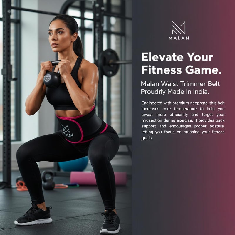 Malan Premium Sweat Belt for Men & Women Fat Burner | Tummy Shaper for Women & Men | Neoprene Waist Trimmer for Weight Loss, Back Support & Posture Correction Belt for Gym, Workout & Fitness Training - Image 4