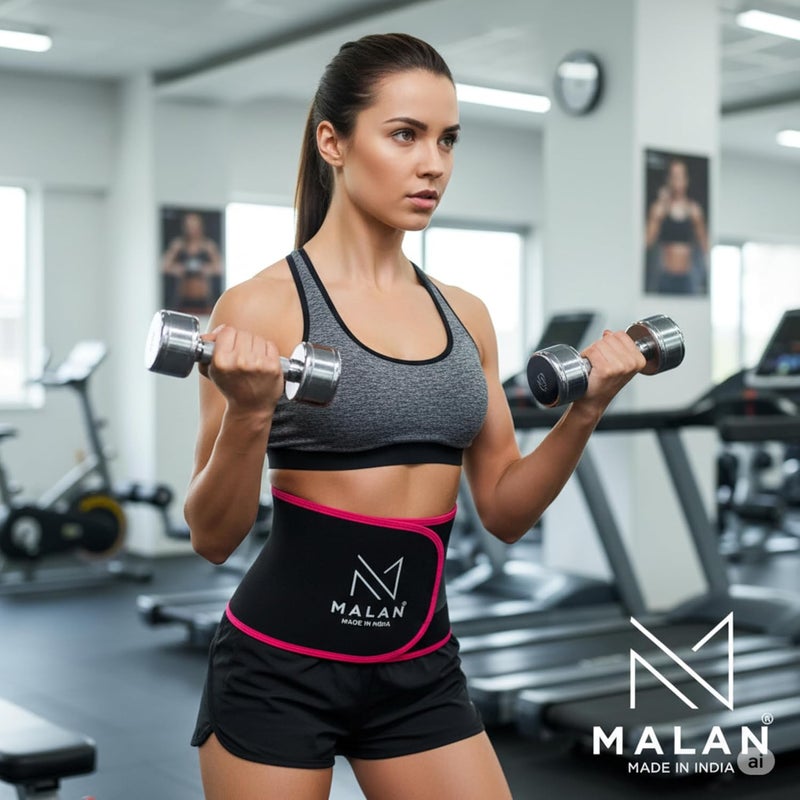 Malan Premium Sweat Belt for Men & Women Fat Burner | Tummy Shaper for Women & Men | Neoprene Waist Trimmer for Weight Loss, Back Support & Posture Correction Belt for Gym, Workout & Fitness Training - Image 2