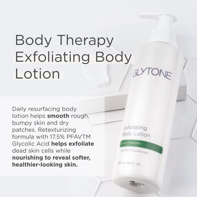 Glytone Exfoliating Body Lotion for Dry Skin, 17.5% PFAV Glycolic Acid Moisturizing Lotion, Reduce Keratosis Pilaris Bump, Fragrance Free Body Exfoliant, Revitalizing skin moisturizer, 8.4 Fl.Oz - Image 2