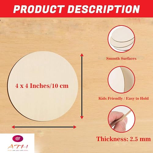 Venuscribe MDF Circles for Craft – 4 Inch Round MDF Boards, 2.5 mm Thick (Pack of 12) | Lightweight Craft Wood Discs for Decoupage, Mandala Painting, Resin Art, Pyrography, Coasters & DIY Decor - Image 3