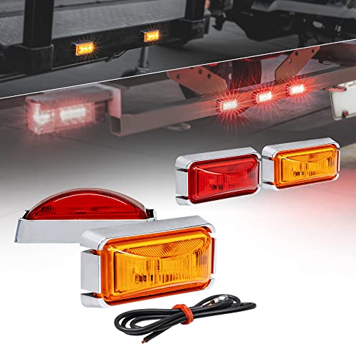ONLINE LED STORE TRUE MODS 4pc 2.5" Amber + Red LED Trailer Marker Light w/Chrome Bezel [DOT FMVSS 108] [SAE P2PC] [Surface Mount] [Waterproof IP67] Marker Lights for Trailer Truck - Image 1