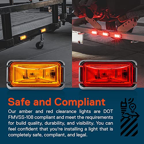 ONLINE LED STORE TRUE MODS 4pc 2.5" Amber + Red LED Trailer Marker Light w/Chrome Bezel [DOT FMVSS 108] [SAE P2PC] [Surface Mount] [Waterproof IP67] Marker Lights for Trailer Truck - Image 2