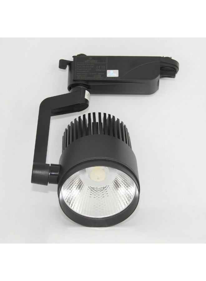 Alfriday 30W LED Track Light Head, 3000K Warm White Accent Lighting, High Lumen COB Spot Light with Metal Housing & Clear Glass Lens, Modern Indoor Ceiling Track Lighting for Gallery, Kitchen & Retail - Black - Image 1