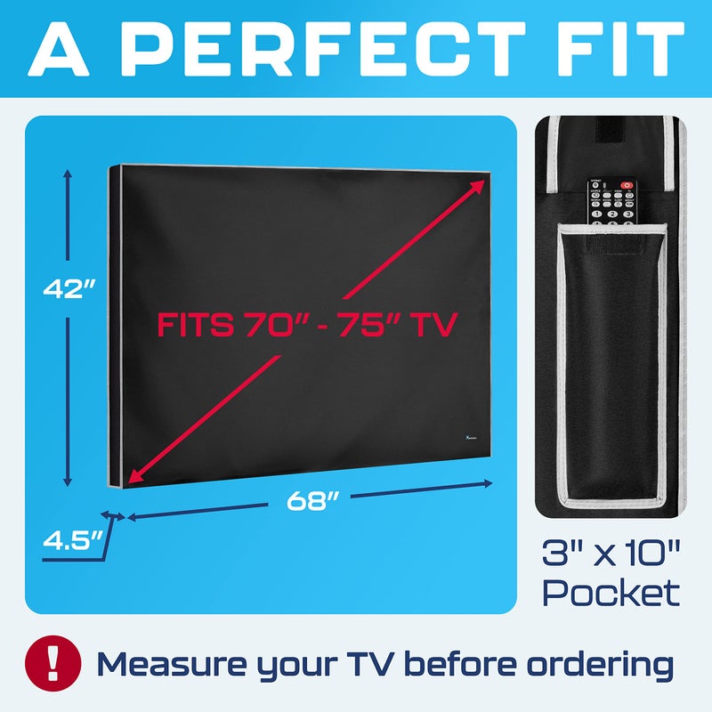 Garnetics Outdoor TV Cover 75 Inch | Waterproof and Weatherproof TV Covers | Outdoor TV Enclosure | Smart Shield TV Screen Protector for Outside TV | Cover for Moving | TV Display Protectors – Black - Image 3
