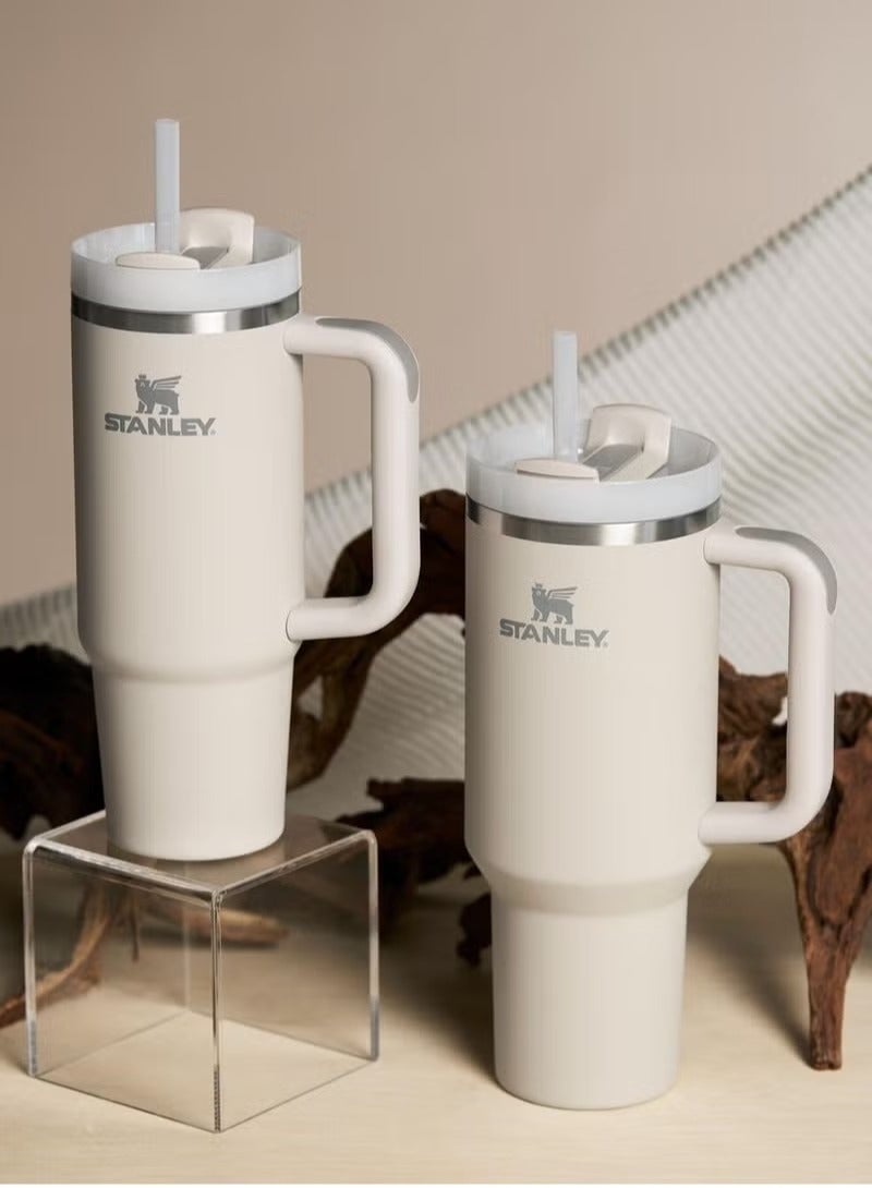 STANLEY Quencher H2.0 FlowState™ Tumbler 40oz – Beige– Stainless Steel Vacuum Insulated Cup with Handle, Lid & Straw – Keeps Drinks Hot or Cold for Hours - Image 4