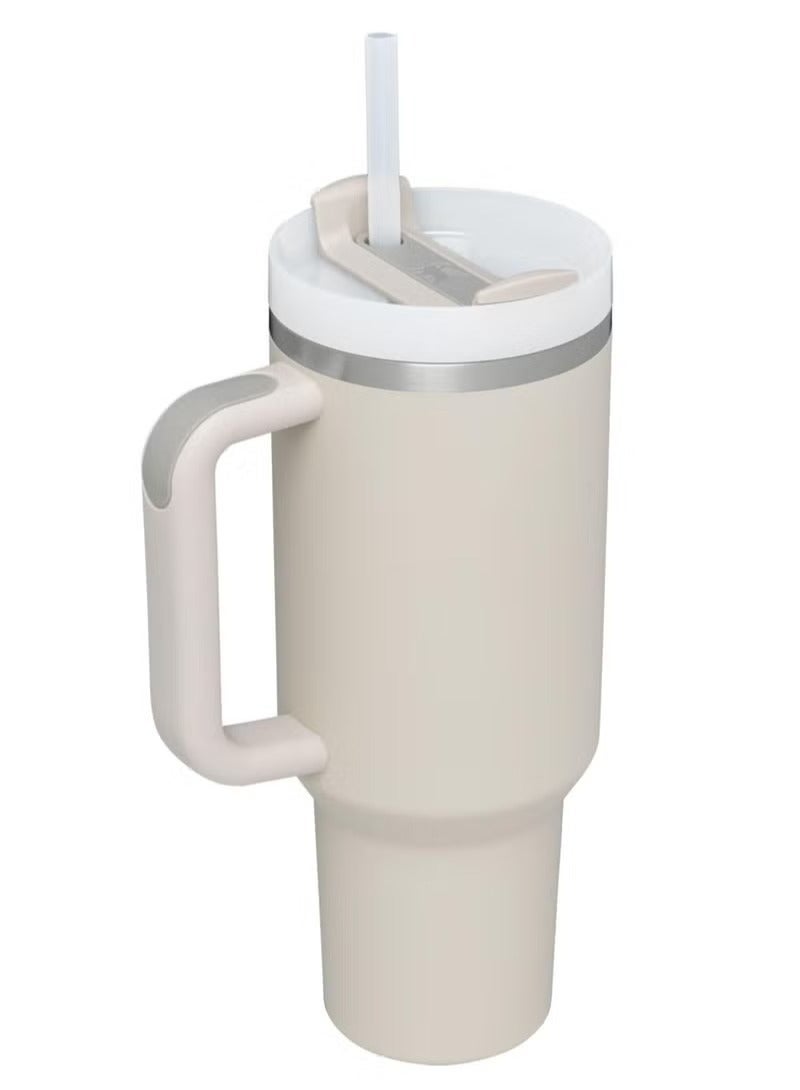 STANLEY Quencher H2.0 FlowState™ Tumbler 40oz – Beige– Stainless Steel Vacuum Insulated Cup with Handle, Lid & Straw – Keeps Drinks Hot or Cold for Hours - Image 2