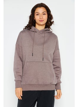 Women Sportswear Fit Long Sleeve Training Sweatshirt, Light Brown