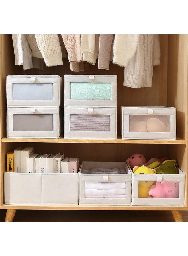 8 Pack Linen Storage Bins, Storage Containers for Organizing Clothing, Jeans, Toys, Books, Shelves, Closet, Wardrobe - Closet Organizers and Storage, Large Storage Boxes Baskets with Window - Image 4