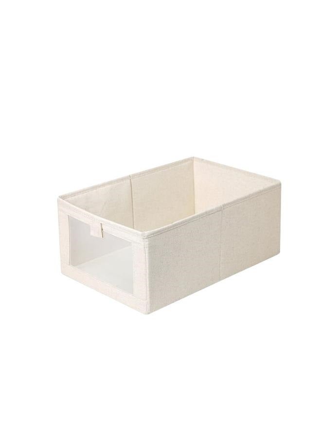 8 Pack Linen Storage Bins, Storage Containers for Organizing Clothing, Jeans, Toys, Books, Shelves, Closet, Wardrobe - Closet Organizers and Storage, Large Storage Boxes Baskets with Window - Image 1