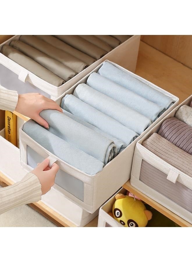 8 Pack Linen Storage Bins, Storage Containers for Organizing Clothing, Jeans, Toys, Books, Shelves, Closet, Wardrobe - Closet Organizers and Storage, Large Storage Boxes Baskets with Window - Image 2