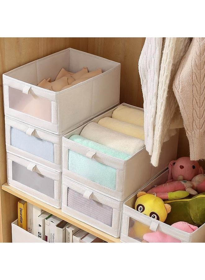8 Pack Linen Storage Bins, Storage Containers for Organizing Clothing, Jeans, Toys, Books, Shelves, Closet, Wardrobe - Closet Organizers and Storage, Large Storage Boxes Baskets with Window - Image 5