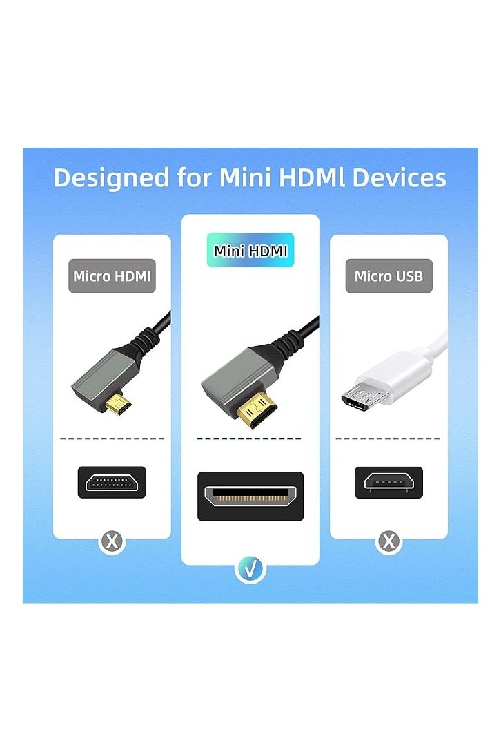 بروماس كابل محول HDMI صغير إلى HDMI بدقة 8K، زاوية قائمة 90 درجة من ذكر HDMI صغير إلى ذكر HDMI 8K@60Hz 4K@120Hz 48Gbps كابل HDMI 2.1 عالي السرعة، متوافق مع الكمبيوتر المحمول والتلفزيون وكاميرا الفيديو وما إلى ذلك (1 متر) - Image 1