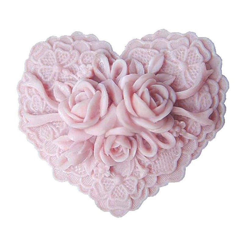 Beautiful Flower Delicate Floral Heart Silicone Soap Molds for Soap Making Craft DIY Handmade Chocolate Candy Cake Mold