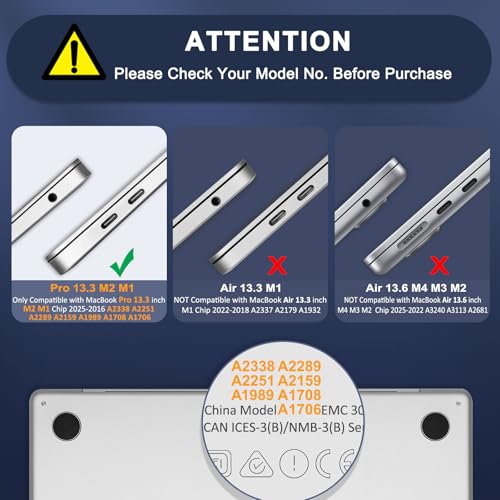 MOSISO Compatible with MacBook Pro 13 inch Case M2 2025, 2024, 2023, 2022-2016 A2338 M1 A2251 A2289 A2159 A1989 A1708 A1706, Plastic Hard Shell&Keyboard Cover&Screen Film&Storage Bag, Chalk Pink - Image 2
