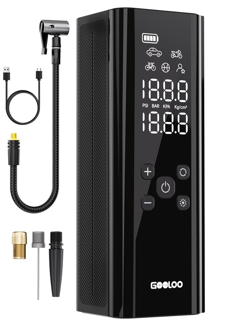 GOOLOO GT150 Tire Inflator Portable Air Compressor - Upgraded 150PSI & 2X Faster Air Pump for Car Tires with Auto-Shutoff, Cordless Air Pump for Cars, Bikes, Balls, Motorcycles, Bright LED Screen - Image 1