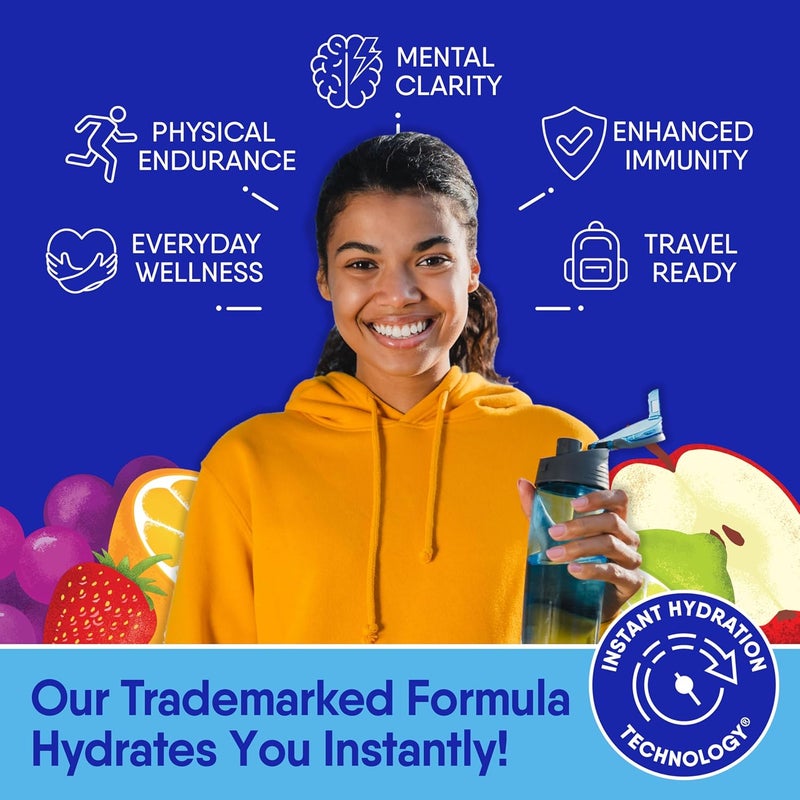 GoHydrate باكيتات مسحوق الترطيب الفوري GoHydrate  مشروب إلكتروليتات منخفض الصوديوم  دعم الترطيب الطبيعي  مشروب مسحوق بنكهة إلكتروليت خالي من السكر مع فيتامين D 30 باكيت  كيوي فراولة - Image 3