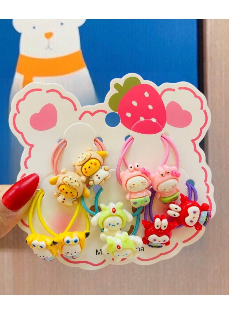 Set of 30 Girls' Hair Ties and Elastics in New and Assorted Shapes and Bright Colors