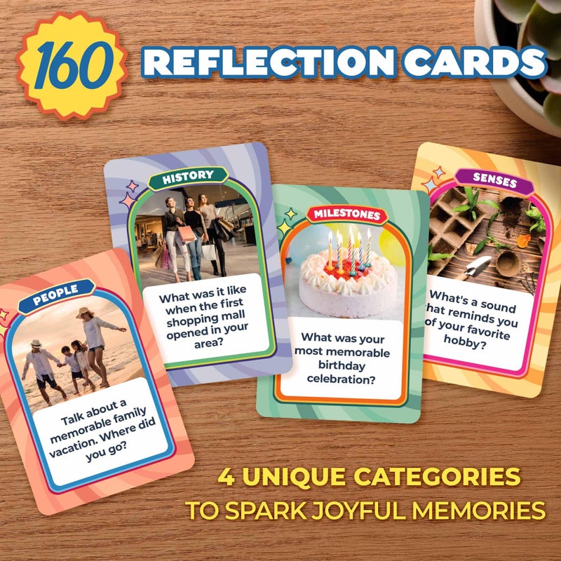 ThinkPsych Golden Memories - Conversation & Memory Game for Seniors | 160 Topics | Reminiscence Therapy | Dementia Activities for Seniors & Alzheimer Support - Image 3