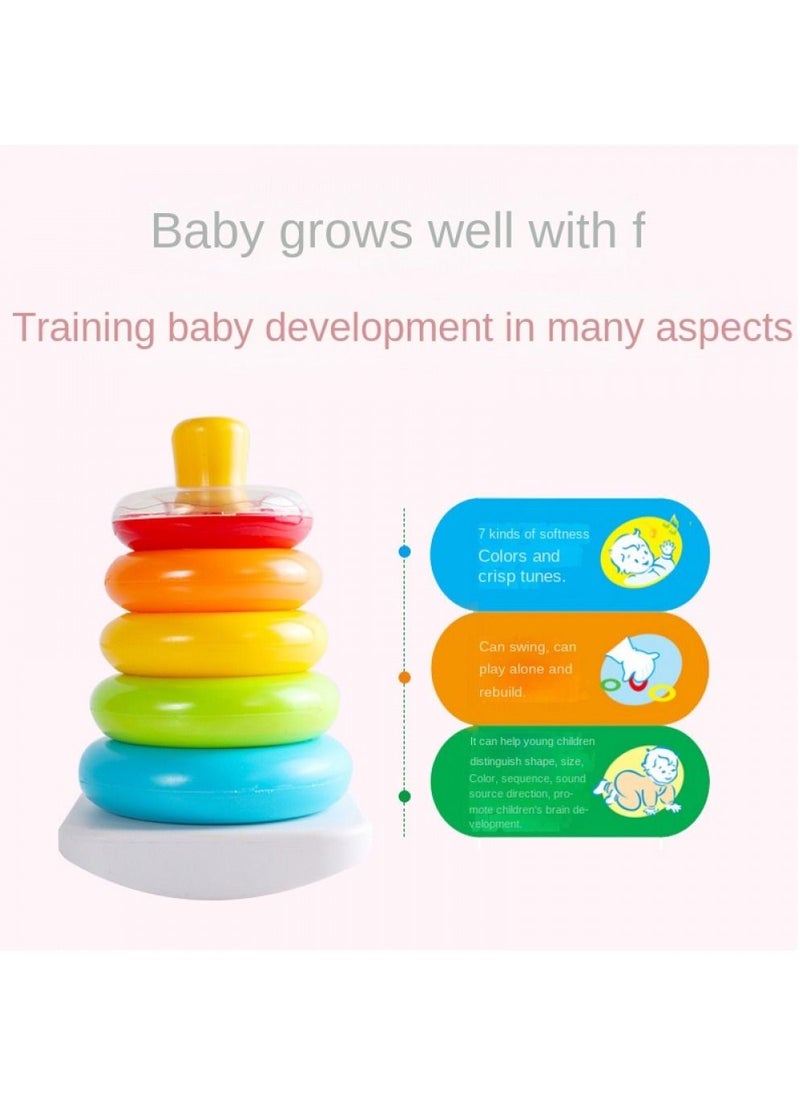 null - Baby Stacking Toy Rock A Stack, Obesity Base With 5 Colorful Rings - Image 1