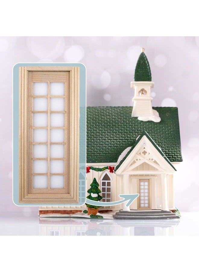 AUEAR , 1:12 Dollhouse Miniature Furniture Unpaint Wooden Doors for DIY Scene Doll Home Craft (14 Panel) - Image 2
