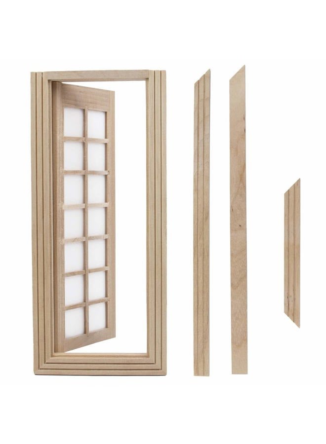 AUEAR , 1:12 Dollhouse Miniature Furniture Unpaint Wooden Doors for DIY Scene Doll Home Craft (14 Panel) - Image 1