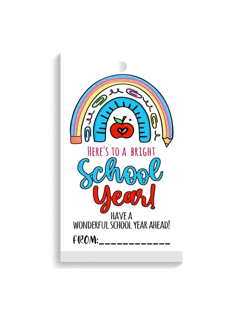Generic Back to School Gift Bag Tags,Here's to a Bright School Year Rainbow Happy First Day of School Gift Tags,Teacher Appreciation Gift Tags,Welcome Back to School Gift Tag for Student 50pcs