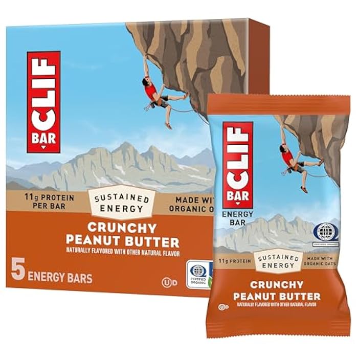 CLIF BAR - Energy Protein Bars - Crunchy Peanut Butter - Made with Organic Oats - Energy Bars - Non-GMO - (5 Pack) - Image 1