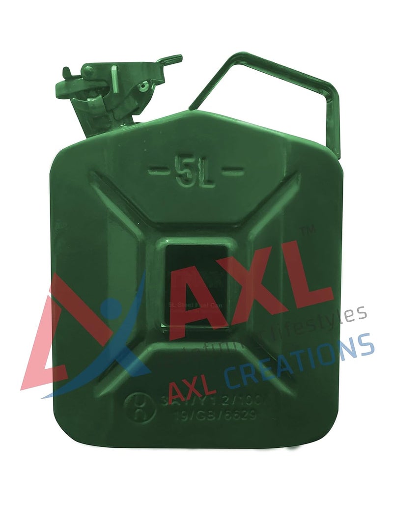 AXL's Trunk UN certified Steel Fuel Military green Jerry Can for Petrol/diesel/kerosene Storage (5 Litres) - Image 2