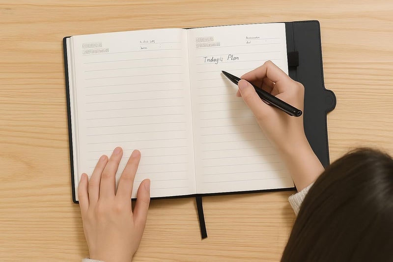 Schmick A5 Journal Notebook Diary for Men Women | Office Journal Diary Notebook with Magnetic Flip Lock and Mobile Holder Pocket (200 Ruled Pages, 6 x 8.5 Inches, 80 GSM) (Round Mag. Black) - Image 3