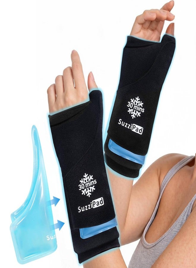 SuzziPad 2PK Dual-Gel Wrist Ice Pack Wrap – 30min+ Cold Therapy for Carpal Tunnel, Arthritis & Tendonitis, Detachable Compression Sleeve for Hand, Thumb, Forearm – for Office Typing & Gym Recovery, M - Image 1