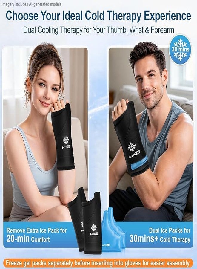 SuzziPad 2PK Dual-Gel Wrist Ice Pack Wrap – 30min+ Cold Therapy for Carpal Tunnel, Arthritis & Tendonitis, Detachable Compression Sleeve for Hand, Thumb, Forearm – for Office Typing & Gym Recovery, M - Image 4