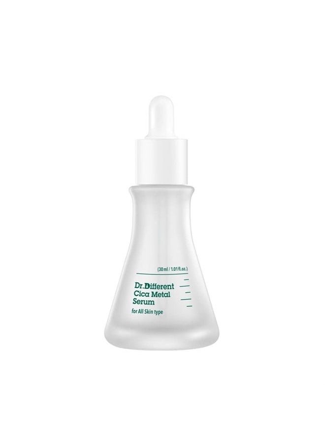 Dr.Different Cica Metal Serum 30ml (1.01 fl.oz.) - Madecassoside and Centella Asiatica Soothing Face Serum for Damaged Skin, Repairing and Regenerating Skin, PH Balancing Treatment for Sensitive Skin 