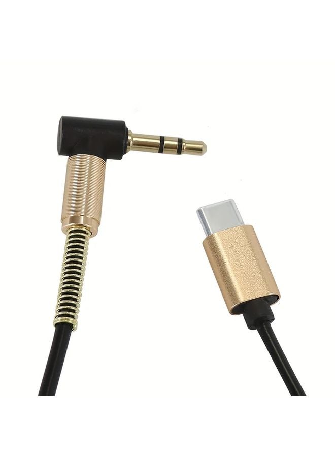 1 قطعة كابل محول من Type C إلى 3.5 ملم صوتي AUX، محول مرن بزنبرك للسيارة للهاتف، اللوحي، السماعة - Image 4