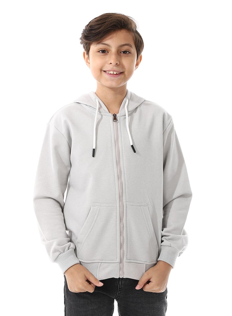 Andora Boys Hooded Long Sleeves Plain Side Pockets Sweatshirt _ SilverGrey - Image 1