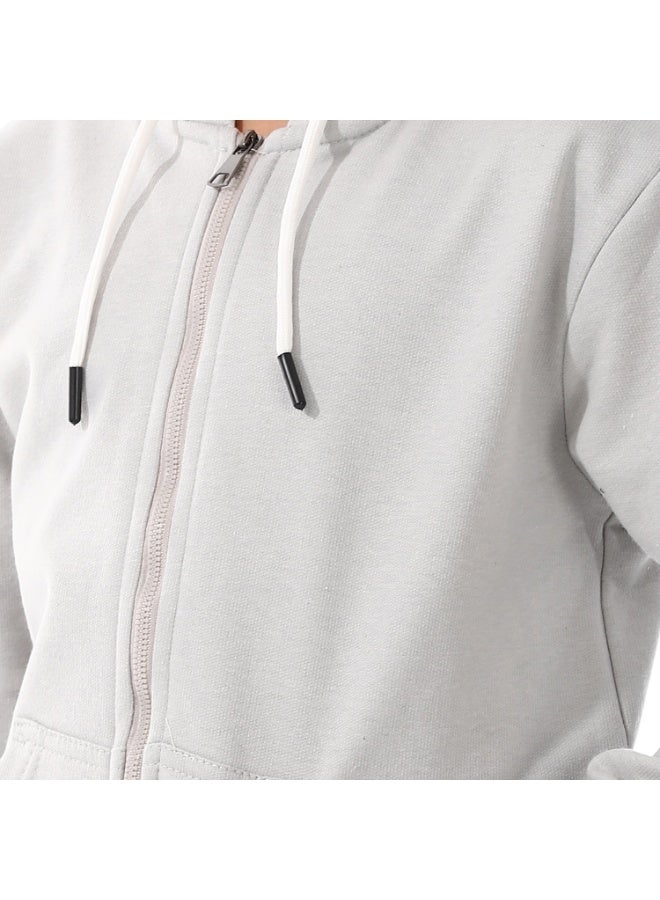 Andora Boys Hooded Long Sleeves Plain Side Pockets Sweatshirt _ SilverGrey - Image 4