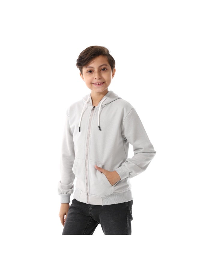 Andora Boys Hooded Long Sleeves Plain Side Pockets Sweatshirt _ SilverGrey - Image 5