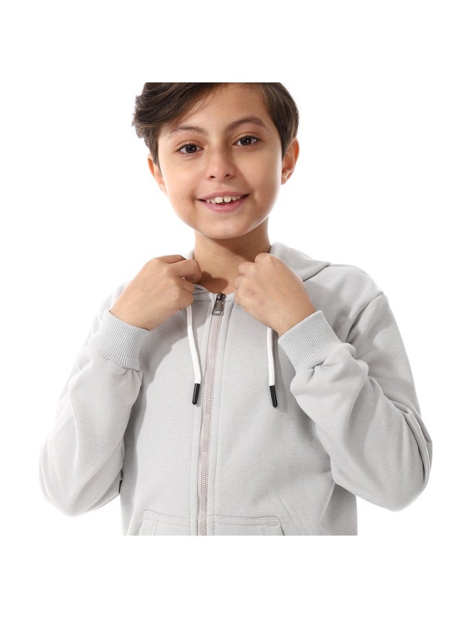 Andora Boys Hooded Long Sleeves Plain Side Pockets Sweatshirt _ SilverGrey - Image 3