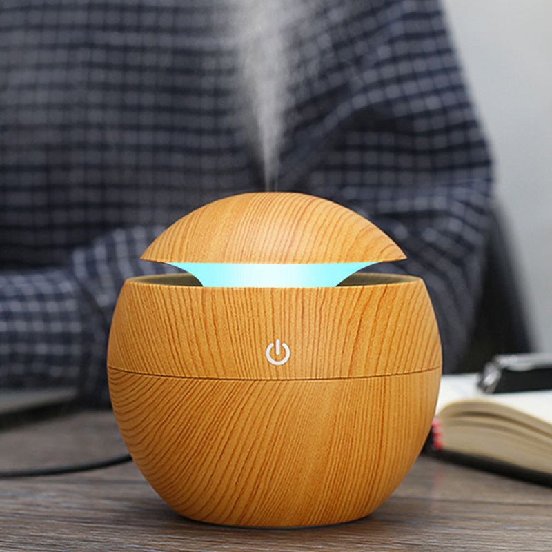 Neutral Cross-Border Mushroom Wood Grain Humidifier with Colorful Lights, Bedroom Hydration Device, Vase Aroma Diffuser, Factory Portable Home Use - Image 2