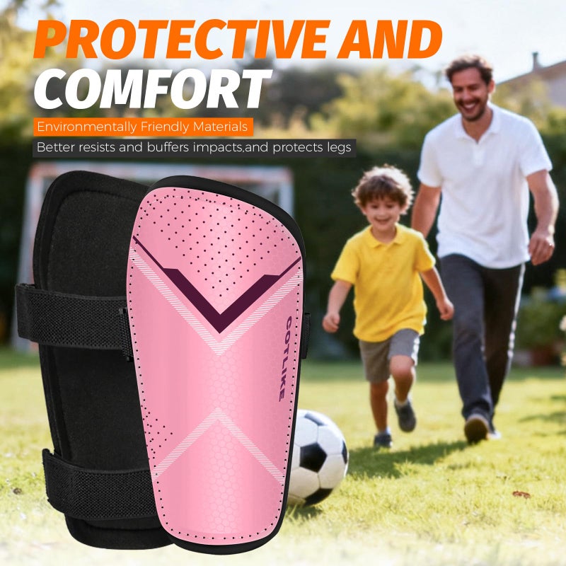 COTLIKE Soccer Shin Guards for Kids Youth Toddler - Football Protective Defender Gear Shin Guards Kids for 3-18 Years, Espinilleras de Futbol para Hombres (Pink, M) - Image 4