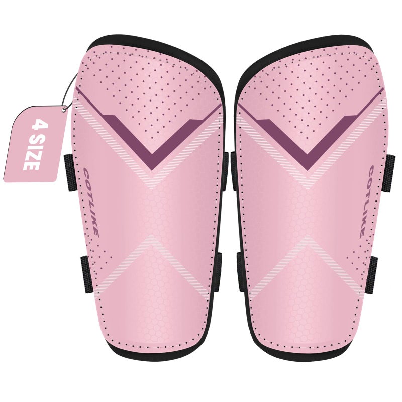 COTLIKE Soccer Shin Guards for Kids Youth Toddler - Football Protective Defender Gear Shin Guards Kids for 3-18 Years, Espinilleras de Futbol para Hombres (Pink, M) - Image 1