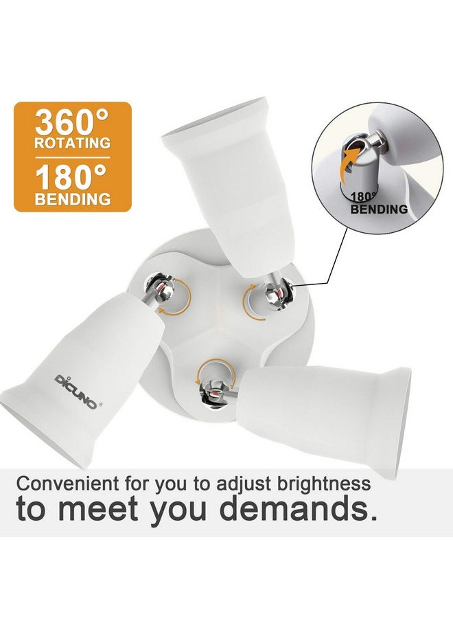 DiCUNO DiCUNO 3 in 1 E26 Light Socket Splitter Adapter, Standard Base LED Bulb Converter, 360 Degrees Adjustable 180 Degree Bendable, 3 Way Bulbs Socket Holder  - Image 2