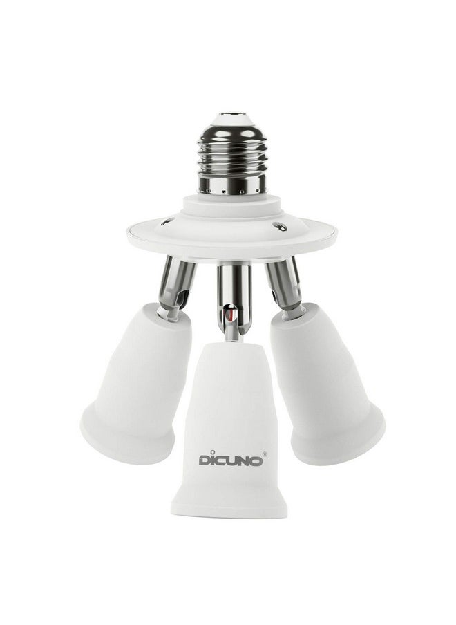 DiCUNO DiCUNO 3 in 1 E26 Light Socket Splitter Adapter, Standard Base LED Bulb Converter, 360 Degrees Adjustable 180 Degree Bendable, 3 Way Bulbs Socket Holder  - Image 1