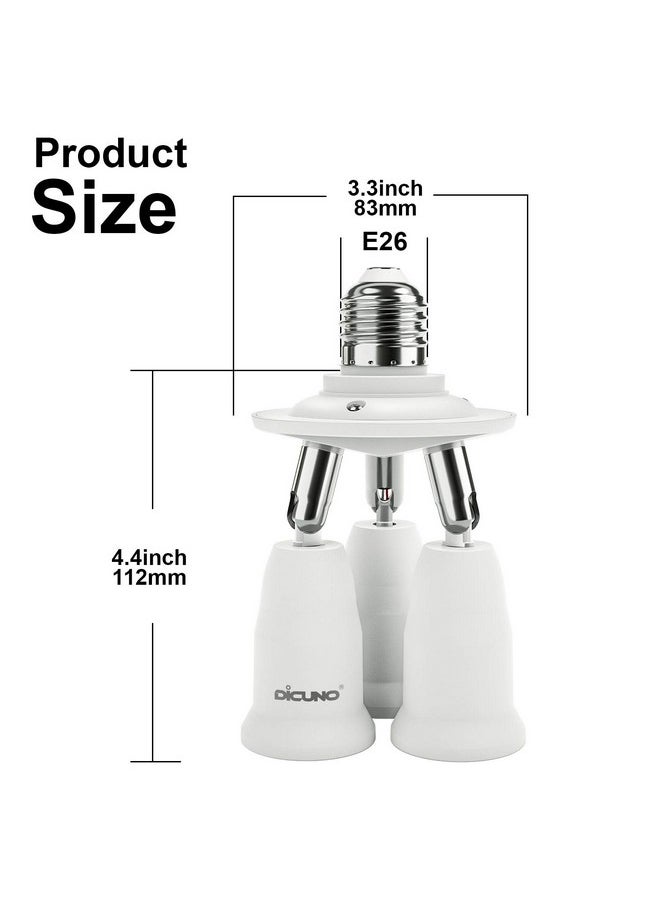 DiCUNO DiCUNO 3 in 1 E26 Light Socket Splitter Adapter, Standard Base LED Bulb Converter, 360 Degrees Adjustable 180 Degree Bendable, 3 Way Bulbs Socket Holder  - Image 5