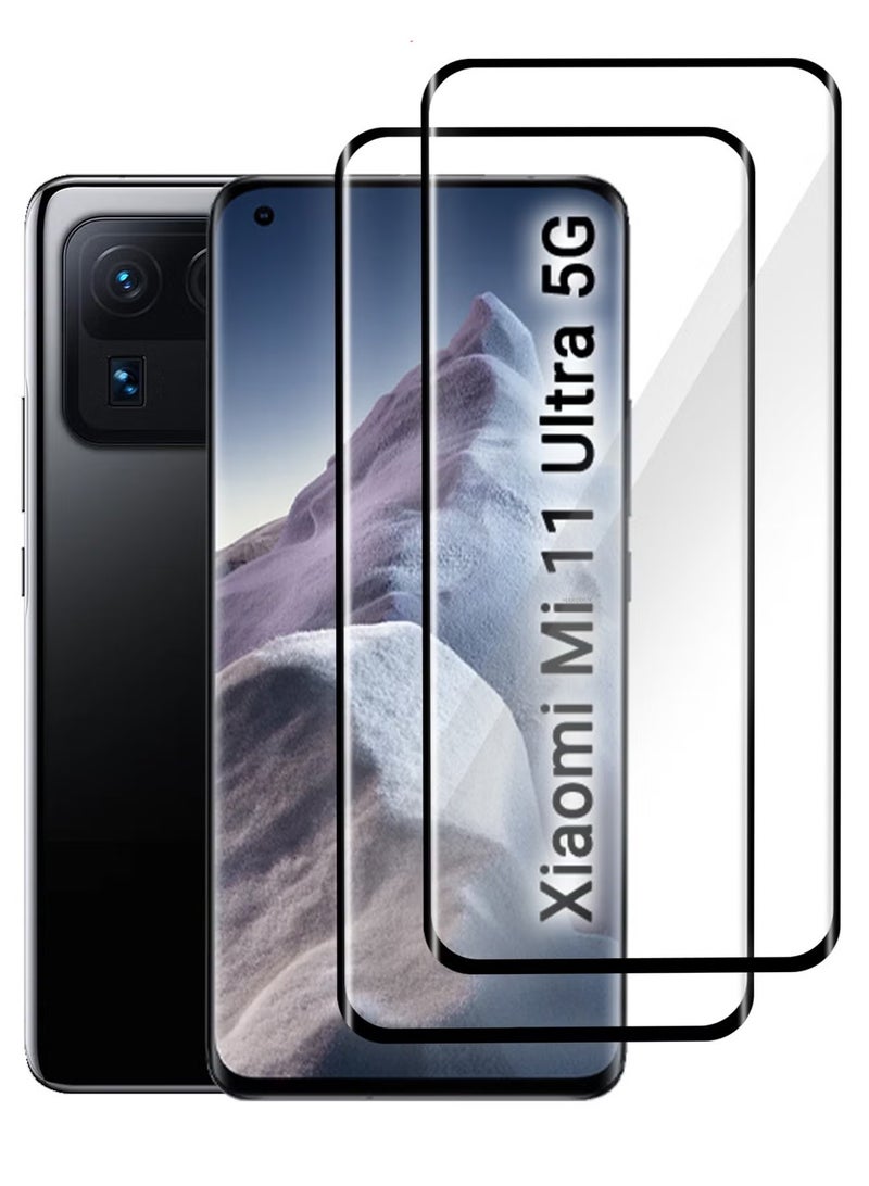 (لـ Xiaomi Mi 11 Ultra 5G) 2Pack، واقي شاشة زجاجي مقوى مضاد للبقع ومضاد للخدوش - جانب أسود - Image 2