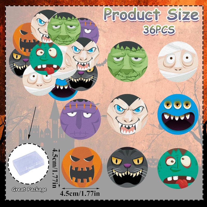 Fyeoxle 36PCS Edible Halloween Horror Face Cupcake Toppers Wafer Paper Pumpkins Ghost Black Cats Cupcake Picks Trick or Treat Cupcake Toppers for Halloween Eve Theme Party - Image 3